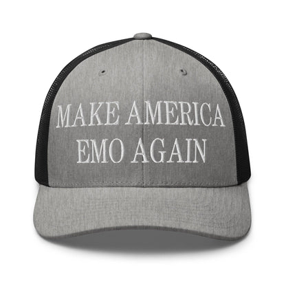 Make Us Emo Again Embroidered Mesh Trucker Hat - Heather/ Black