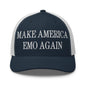 Make Us Emo Again Embroidered Mesh Trucker Hat - Navy/ White