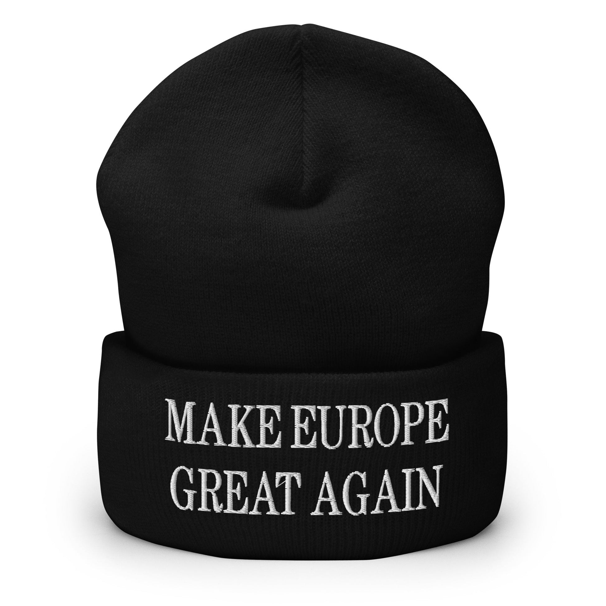 Make Europe Great Again Embroidered Knit Cuffed Beanie - Black