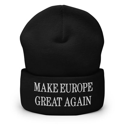 Make Europe Great Again Embroidered Knit Cuffed Beanie - Black