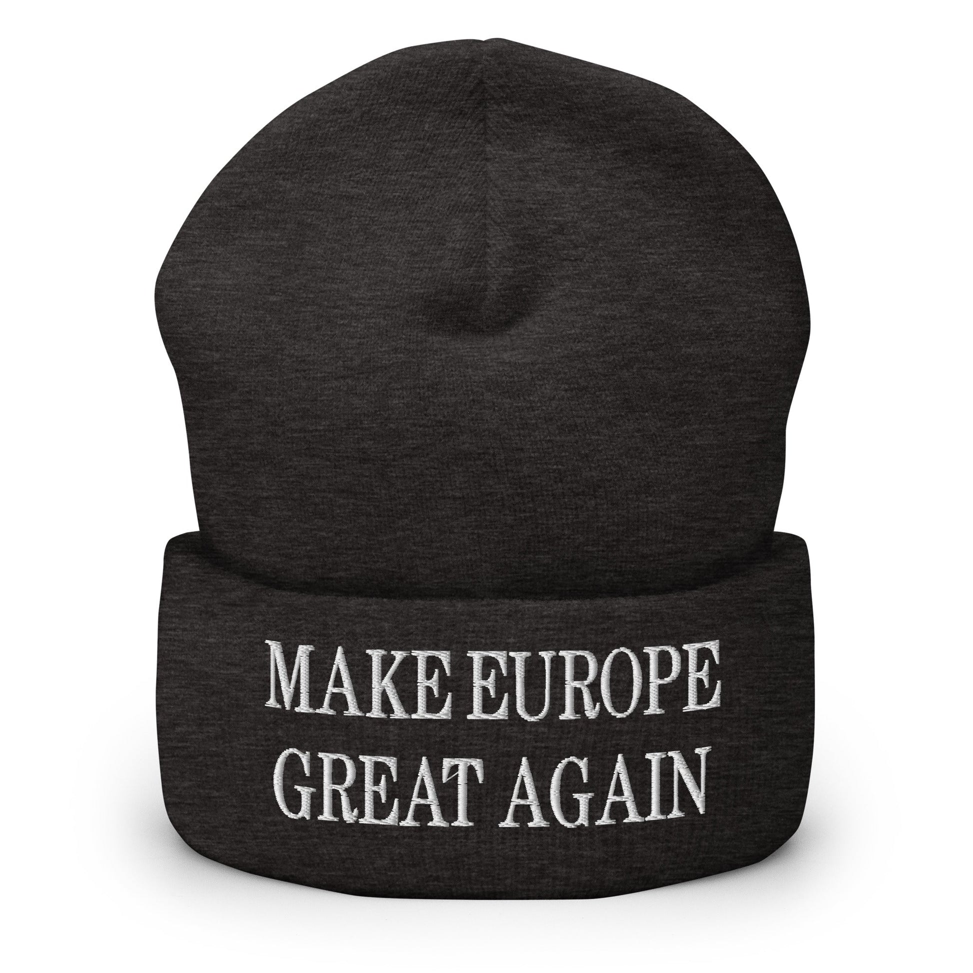 Make Europe Great Again Embroidered Knit Cuffed Beanie - Dark Grey