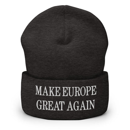 Make Europe Great Again Embroidered Knit Cuffed Beanie - Dark Grey