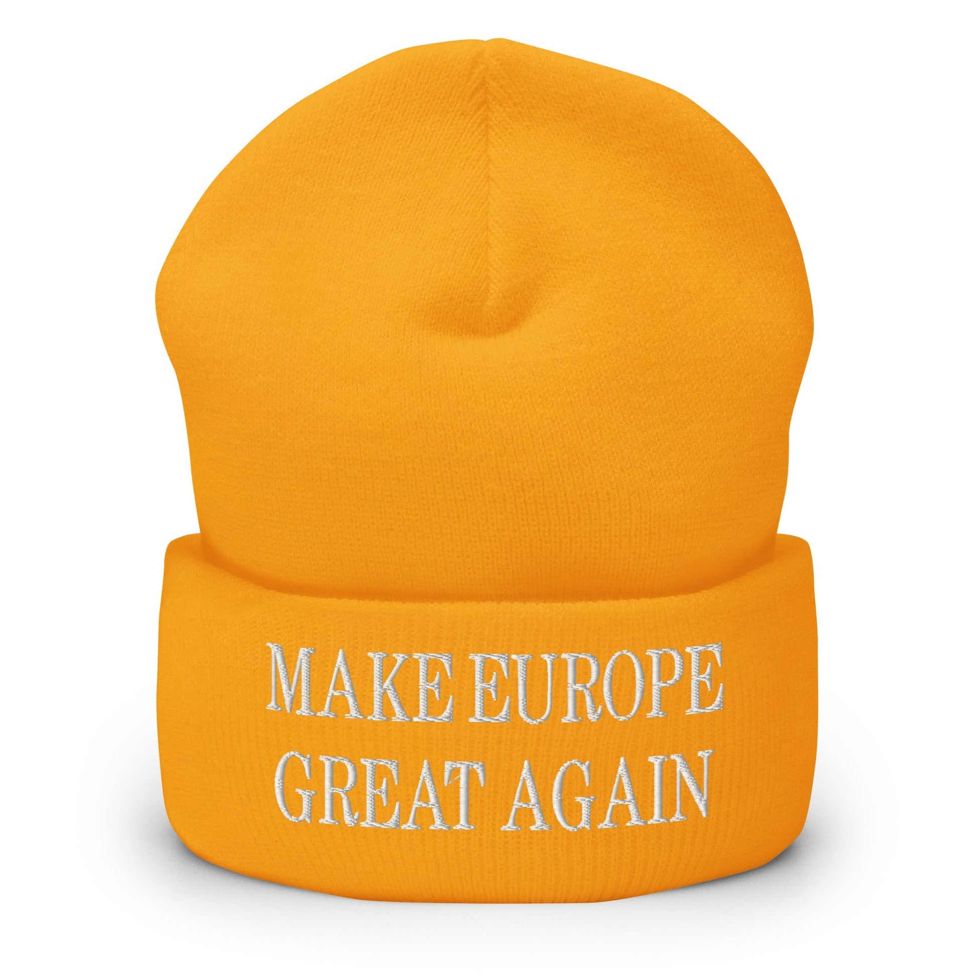 Make Europe Great Again Embroidered Knit Cuffed Beanie - Gold