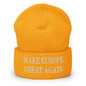 Make Europe Great Again Embroidered Knit Cuffed Beanie - Gold