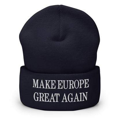 Make Europe Great Again Embroidered Knit Cuffed Beanie - Navy