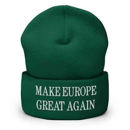 Make Europe Great Again Embroidered Knit Cuffed Beanie - Spruce