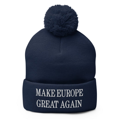 Make Europe Great Again Embroidered Knit Pom Beanie - Navy