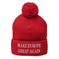 Make Europe Great Again Embroidered Knit Pom Beanie - Red