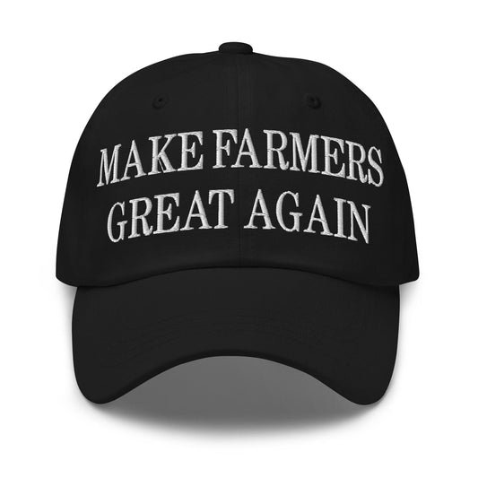 Make Farmers Great Again Embroidered Dad Hat - Black