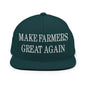 Make Farmers Great Again Embroidered Flat Bill Brim Snapback Hat - Spruce