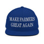 Make Farmers Great Again Embroidered Flat Bill Brim Snapback Hat - Royal Blue