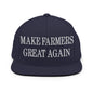 Make Farmers Great Again Embroidered Flat Bill Brim Snapback Hat - Navy