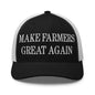 Make Farmers Great Again Embroidered Mesh Trucker Hat - Black/ White