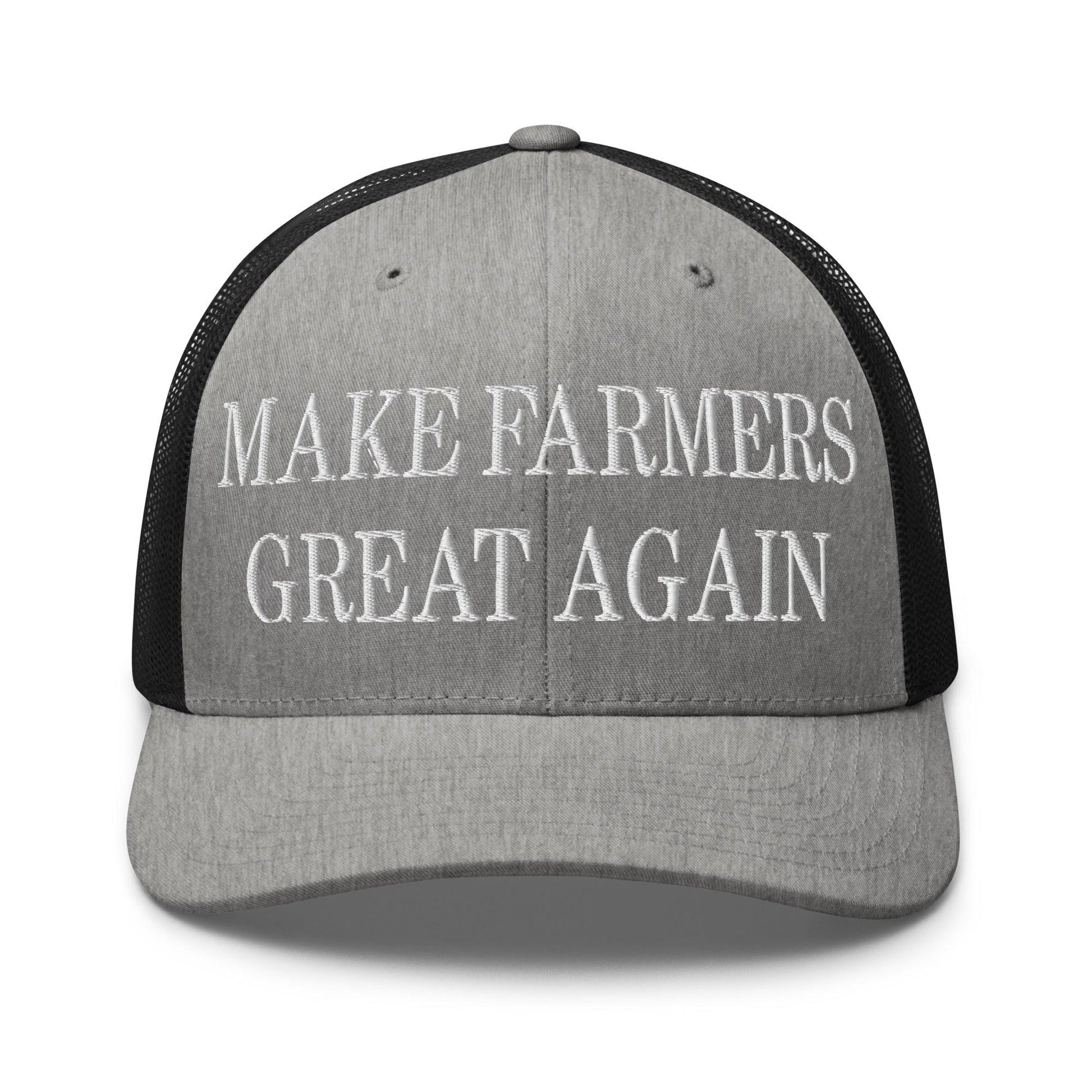 Make Farmers Great Again Embroidered Mesh Trucker Hat - Heather/ Black