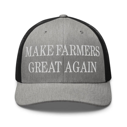 Make Farmers Great Again Embroidered Mesh Trucker Hat - Heather/ Black