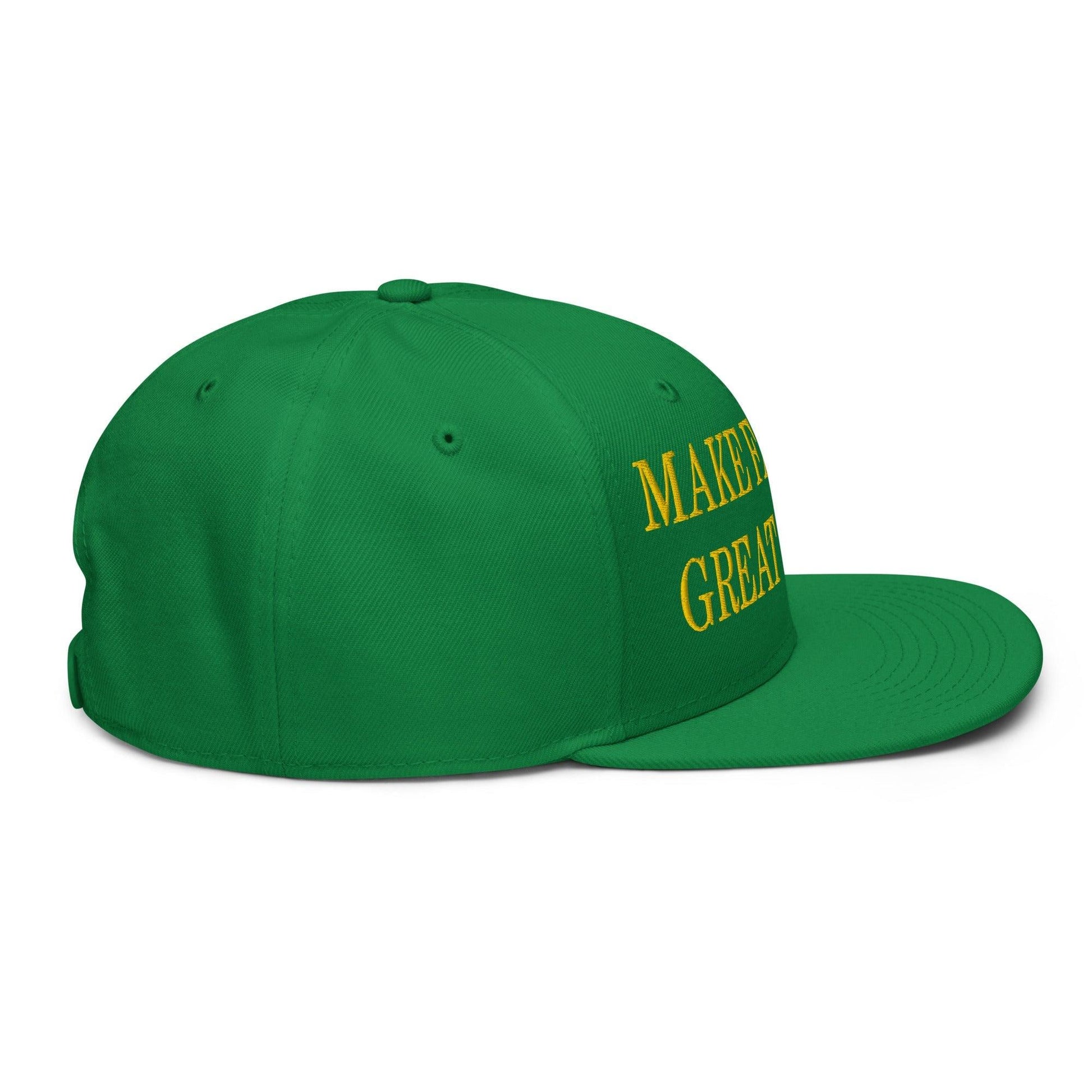 Make Farmers Great Again Green Yellow Embroidered Flat Bill Brim Snapback Hat