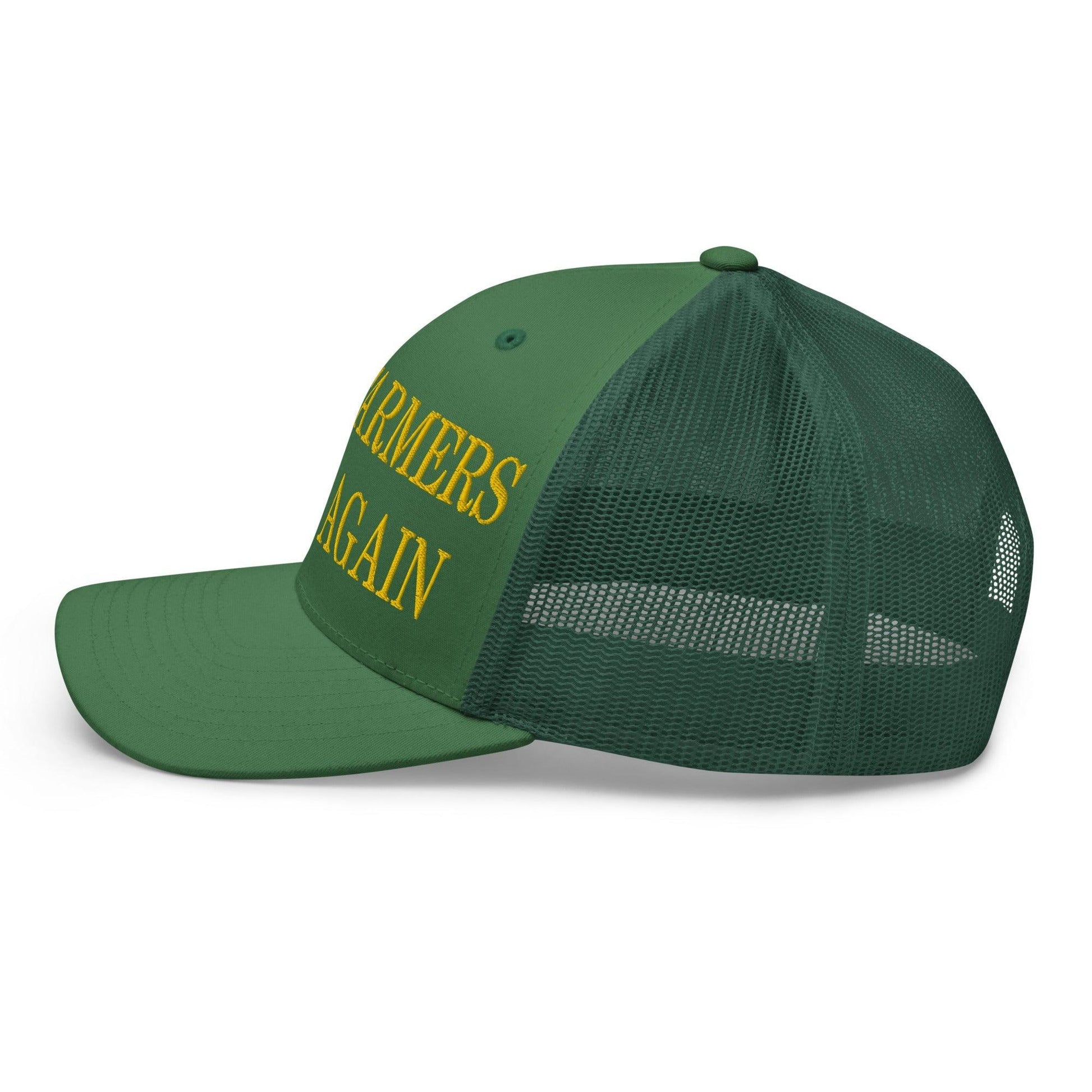 Make Farmers Great Again Green Yellow Embroidered Mesh Trucker Hat