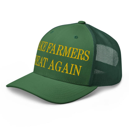 Make Farmers Great Again Green Yellow Embroidered Mesh Trucker Hat