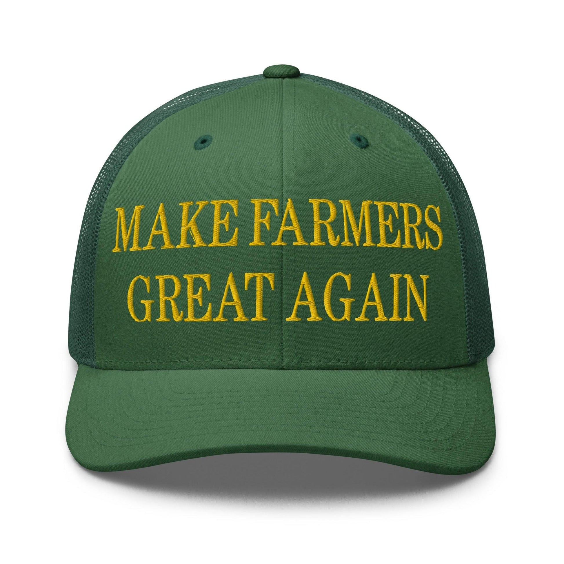Make Farmers Great Again Green Yellow Embroidered Mesh Trucker Hat