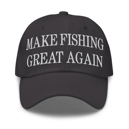 Make Fishing Great Again Embroidered Dad Hat - Dark Grey