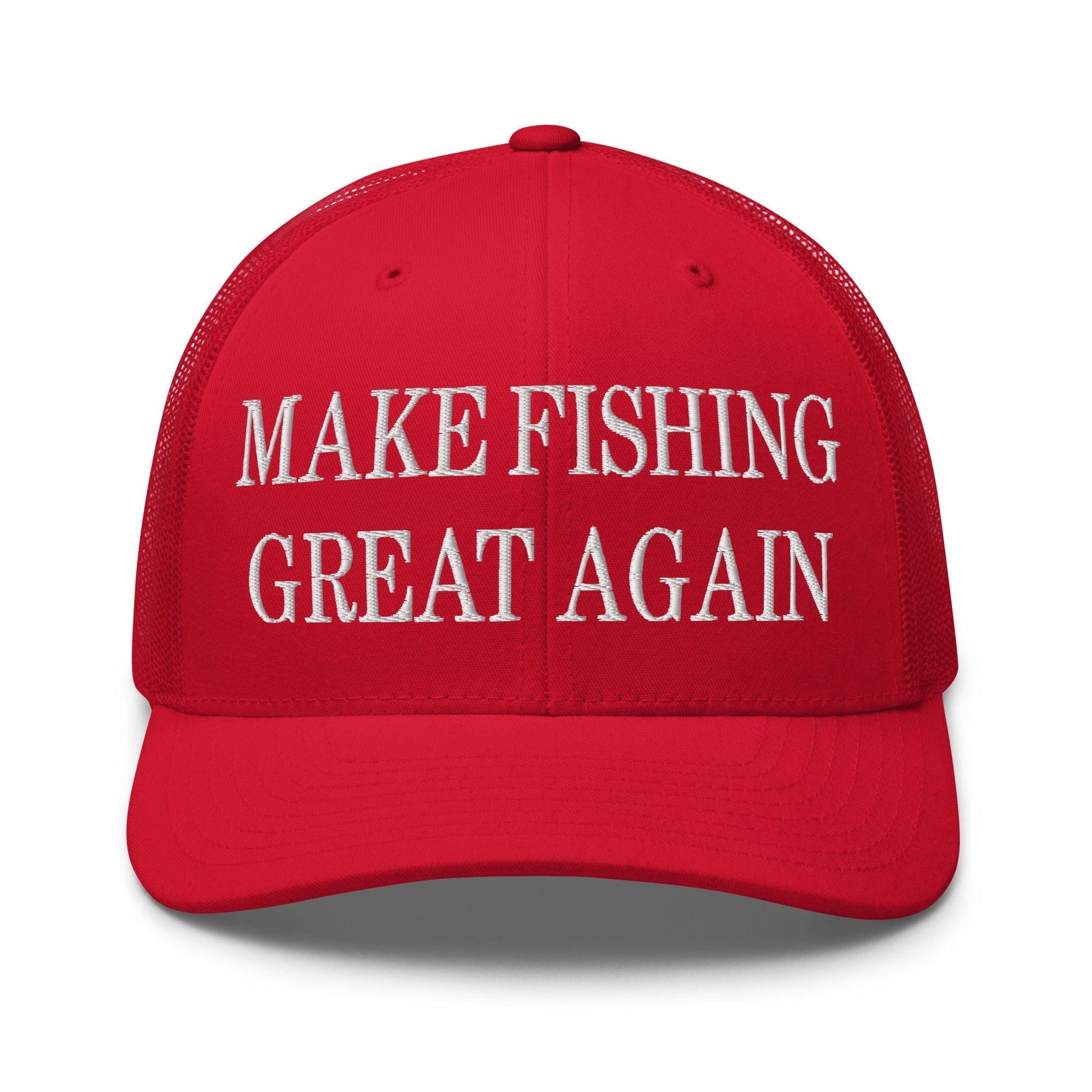 Make Fishing Great Again Embroidered Mesh Trucker Hat - Red