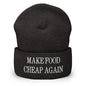 Make Food It Again Embroidered Knit Cuffed Beanie - Dark Grey