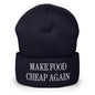 Make Food It Again Embroidered Knit Cuffed Beanie - Navy