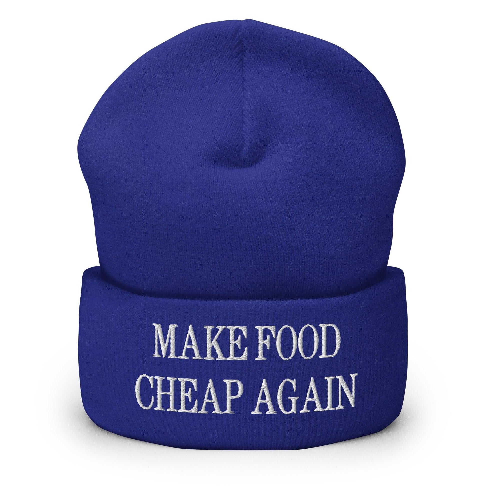 Make Food It Again Embroidered Knit Cuffed Beanie - Royal