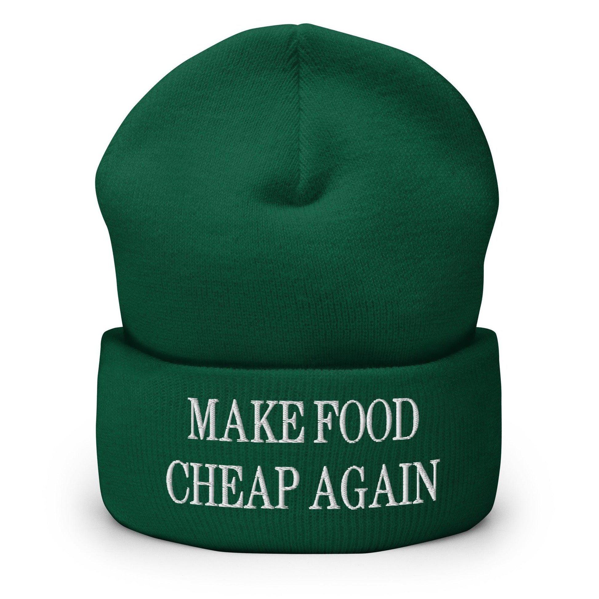 Make Food It Again Embroidered Knit Cuffed Beanie - Spruce