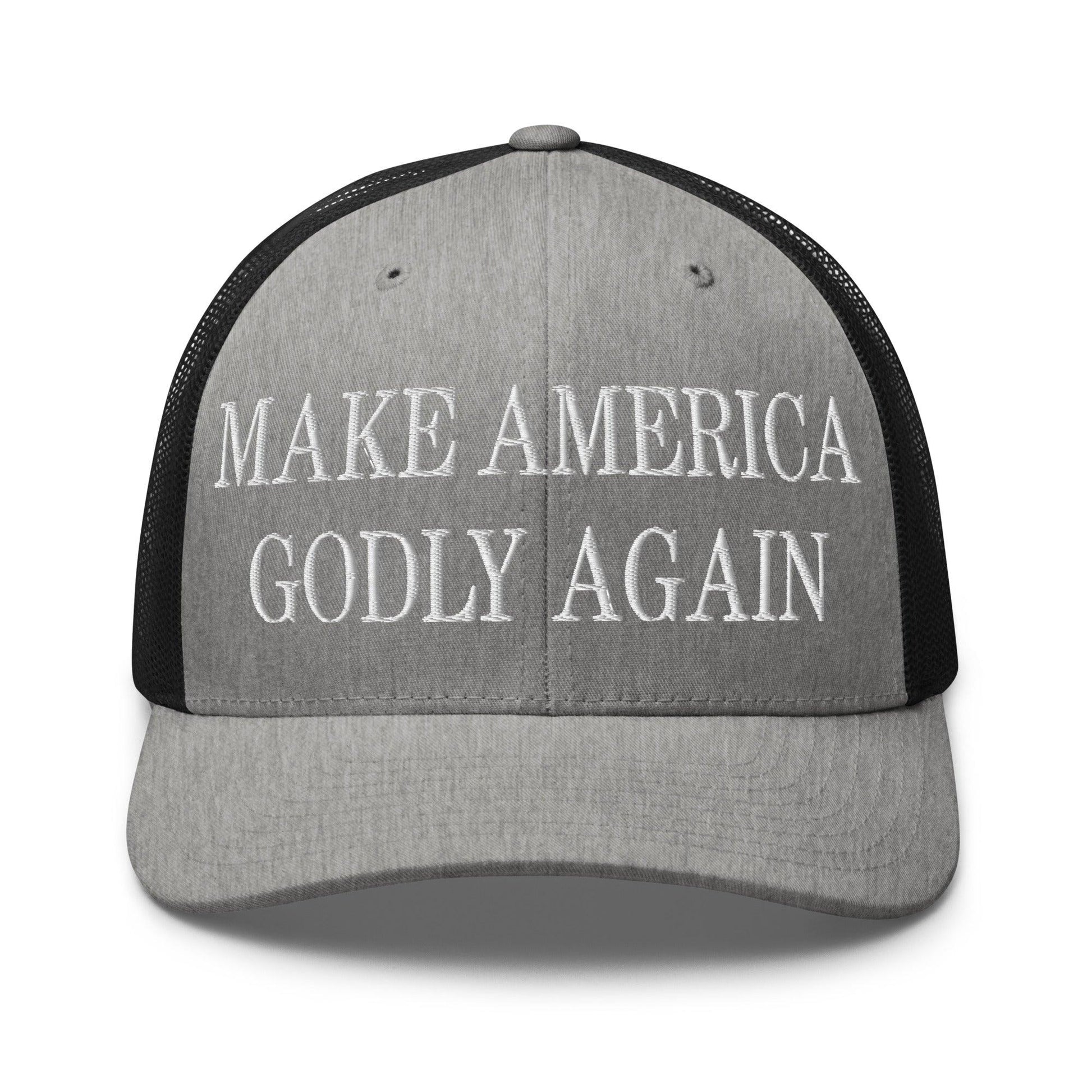 Make Us Godly Again Embroidered Mesh Trucker Hat - Heather/ Black