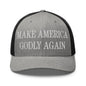 Make Us Godly Again Embroidered Mesh Trucker Hat - Heather/ Black
