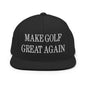 Make Golf Great Again Embroidered Flat Bill Brim Snapback Hat - Black