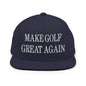 Make Golf Great Again Embroidered Flat Bill Brim Snapback Hat - Navy