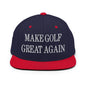 Make Golf Great Again Embroidered Flat Bill Brim Snapback Hat - Navy/ Red