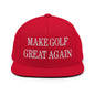 Make Golf Great Again Embroidered Flat Bill Brim Snapback Hat - Red