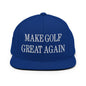 Make Golf Great Again Embroidered Flat Bill Brim Snapback Hat - Royal Blue