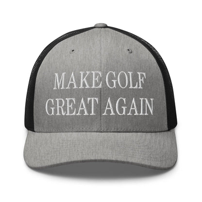 Make Golf Great Again Embroidered Mesh Trucker Hat - Heather/ Black