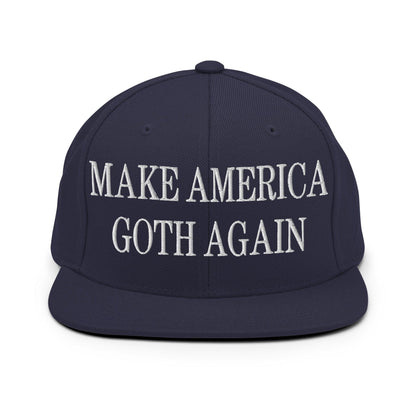 Make Us Goth Again Embroidered Flat Bill Brim Snapback Hat - Navy