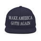 Make Us Goth Again Embroidered Flat Bill Brim Snapback Hat - Navy