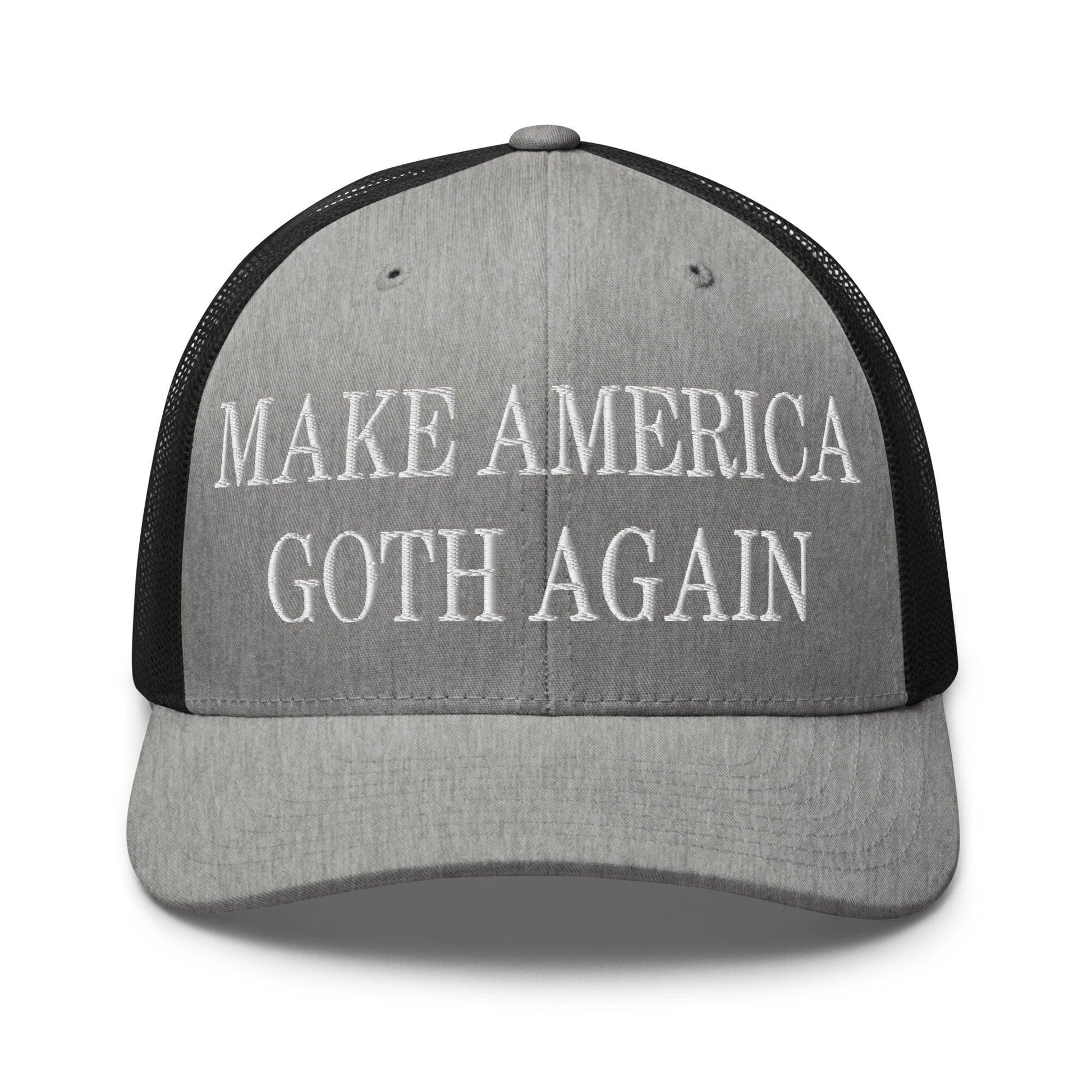 Make Us Goth Again Embroidered Mesh Trucker Hat - Heather/ Black