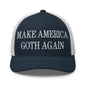 Make Us Goth Again Embroidered Mesh Trucker Hat - Navy/ White
