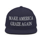 Make It Graze Again Embroidered Flat Bill Brim Snapback Hat - Navy