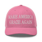 Make Us Graze Again Embroidered Mesh Trucker Hat - Pink
