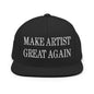 Make Us Great Again Embroidered Flat Bill Brim Snapback Hat - Black