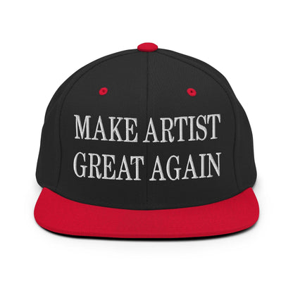 Make Us Great Again Embroidered Flat Bill Brim Snapback Hat - Black/ Red
