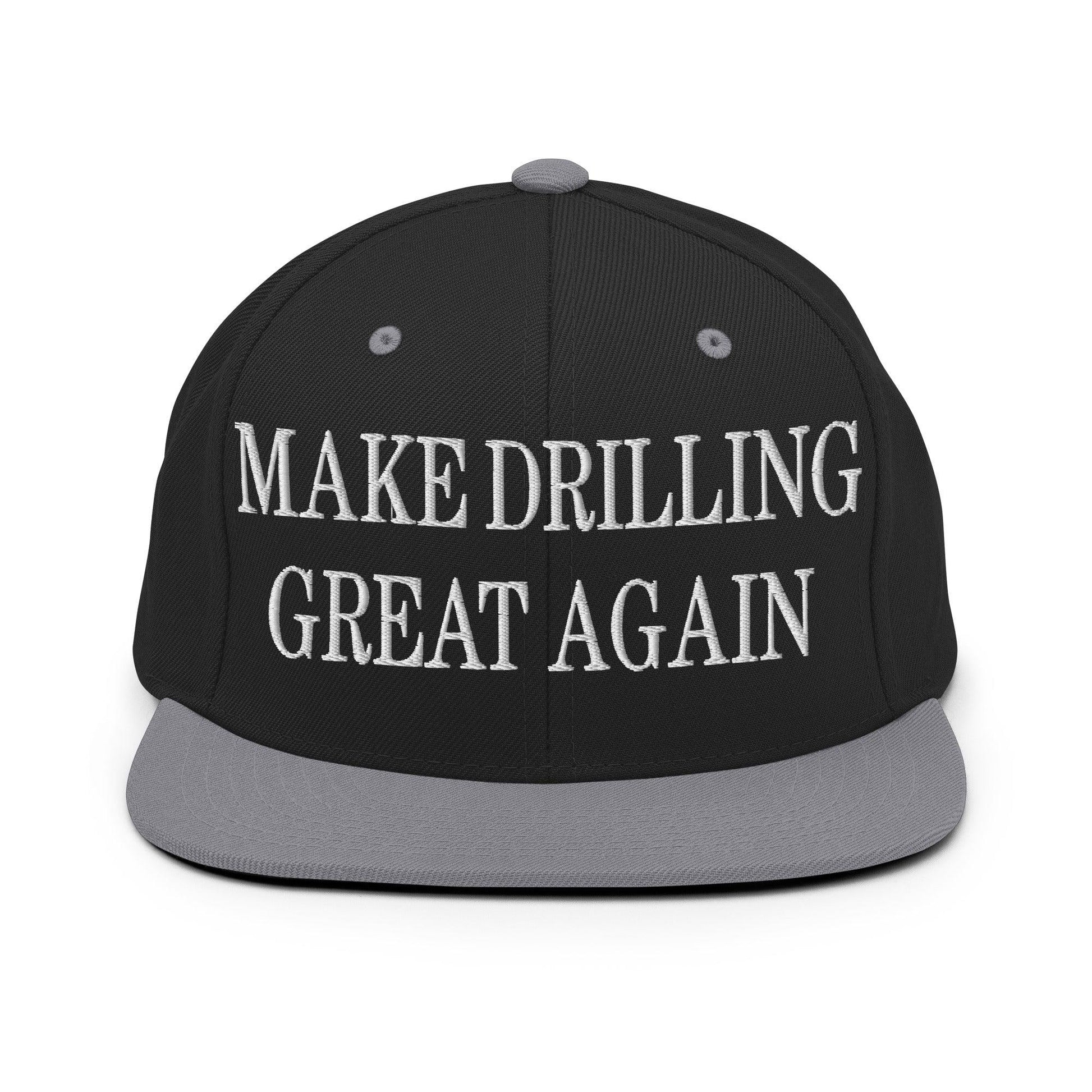 Make Them Great Again Embroidered Flat Bill Brim Snapback Hat - Black/ Silver