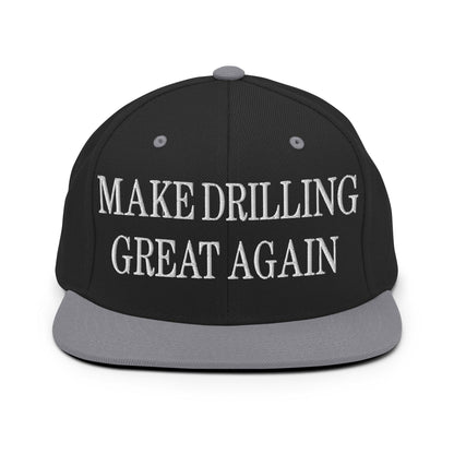 Make Them Great Again Embroidered Flat Bill Brim Snapback Hat - Black/ Silver