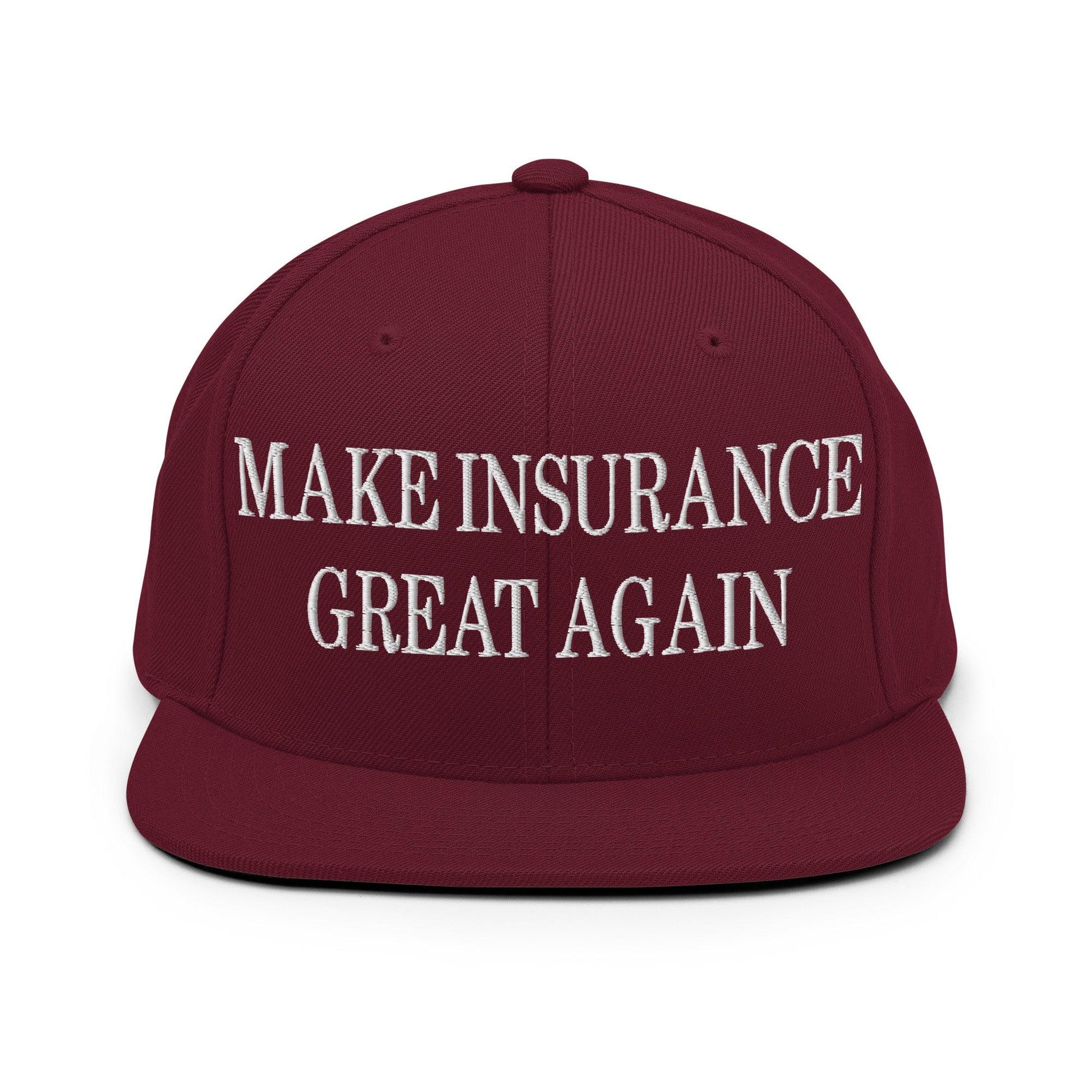Make It Great Again Embroidered Flat Bill Brim Snapback Hat - Maroon