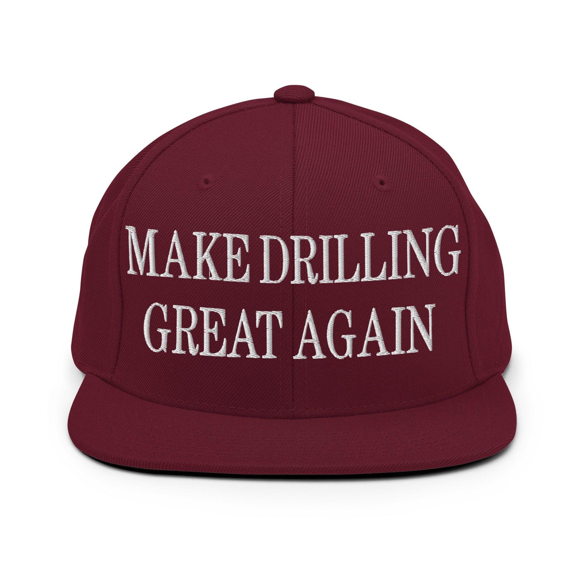 Make Them Great Again Embroidered Flat Bill Brim Snapback Hat - Maroon