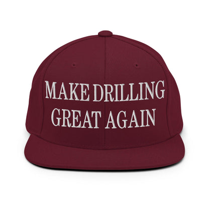 Make Them Great Again Embroidered Flat Bill Brim Snapback Hat - Maroon